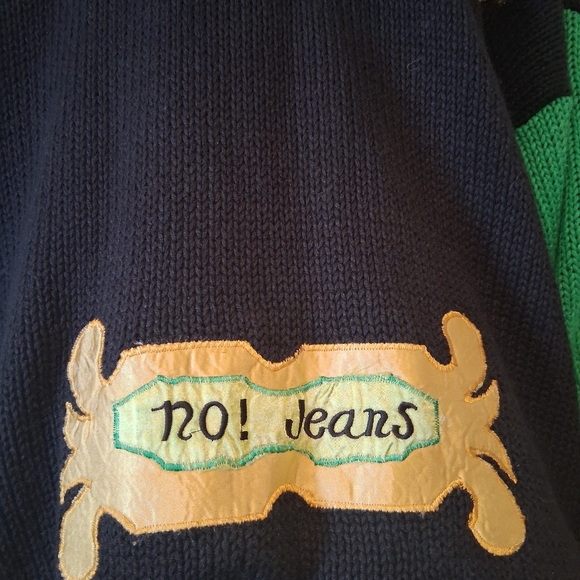 No! Jeans patchwork king queen Art Vintage cardigan Size O/S - Picture 10 of 13